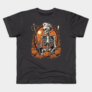 Skeleton nurse, registered nurse halloween design Kids T-Shirt